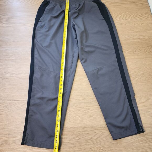 Under Armour Pants Mens XL Sportstyle Woven Track Joggers Mesh Lined Gray Stripe - Picture 7 of 12